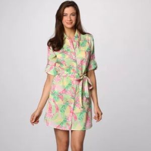 Lilly Pulitzer Eliot Wing Ding Of A Patch Shirt Sash Belt Dress XS